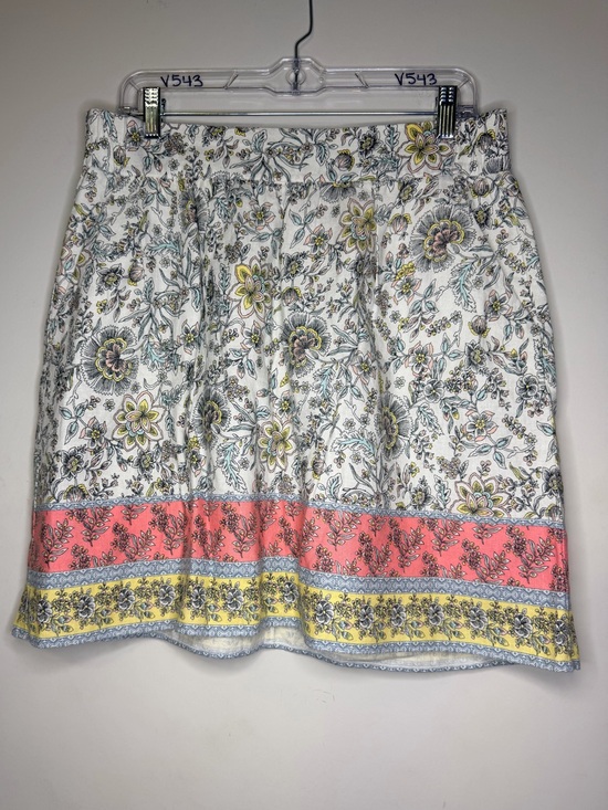 LOFT Dresses & Skirts - LOFT Outlet Linen Blend Floral Elastic Waist A-Line Skirt with Pockets Size L